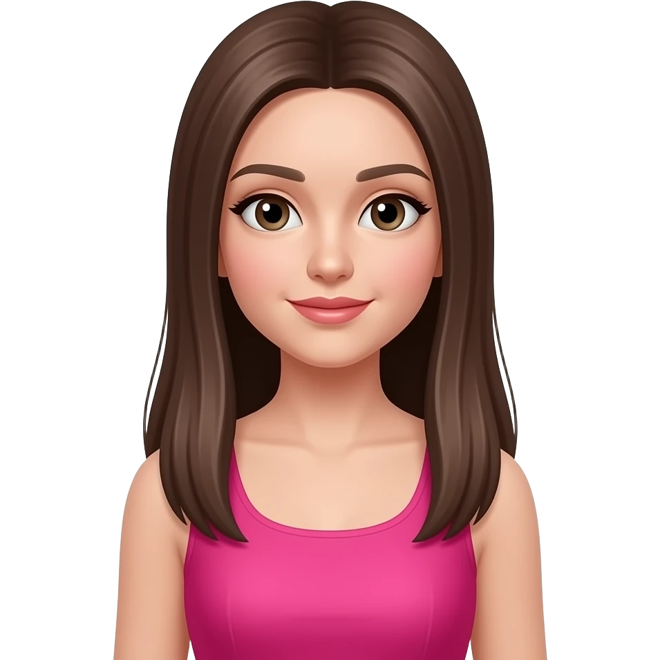 White long straight brown girl wearing hot pink sleeveless dress emoji