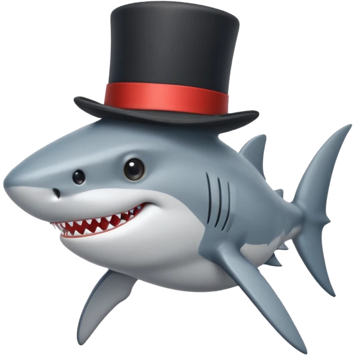 Shark with a top hat emoji