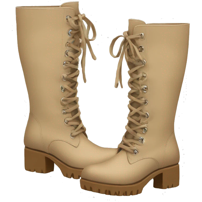 pair of beige chunky knee high boots emoji