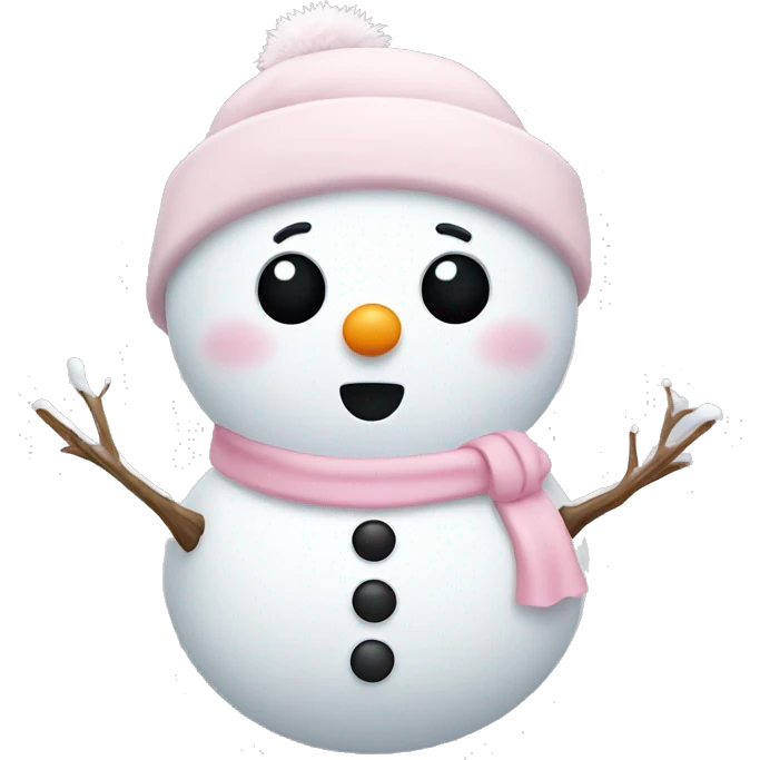 Cute white and light pink snowman emoji