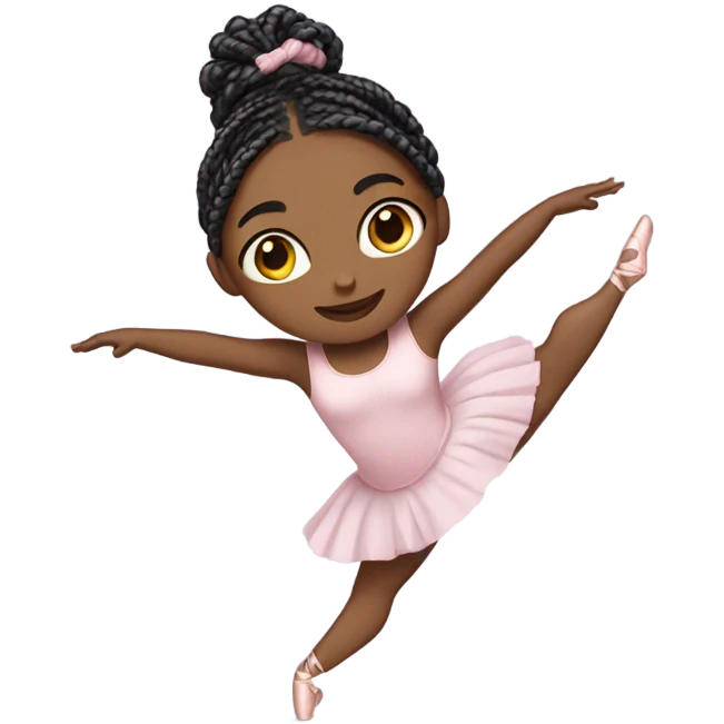 Girl with box braids doing ballet emoji