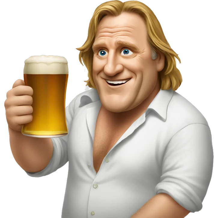 Gerard Depardieu holding beer emoji