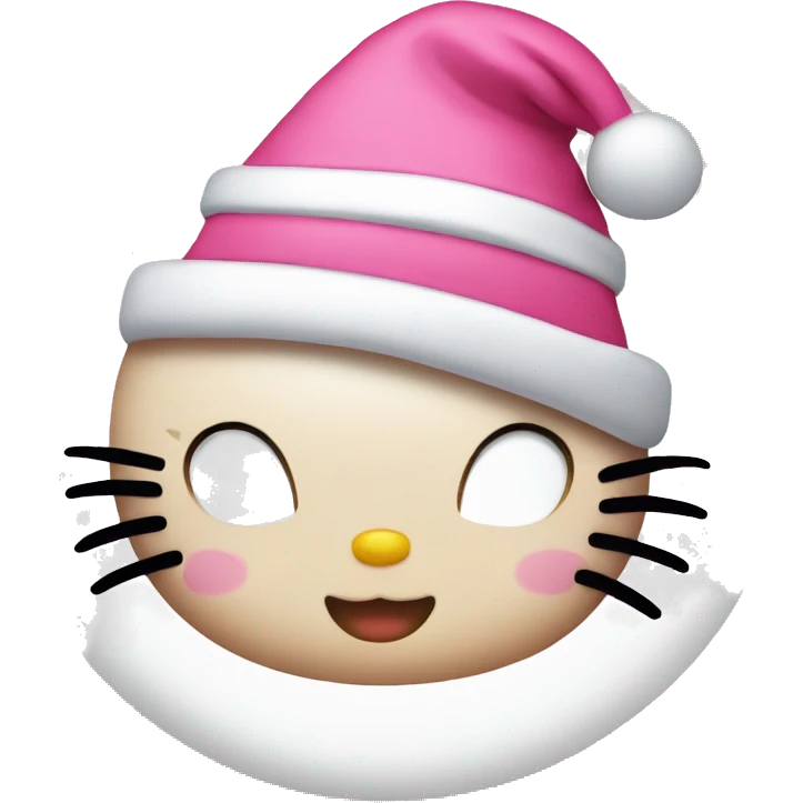 Hello kitty with a pink Christmas hat emoji