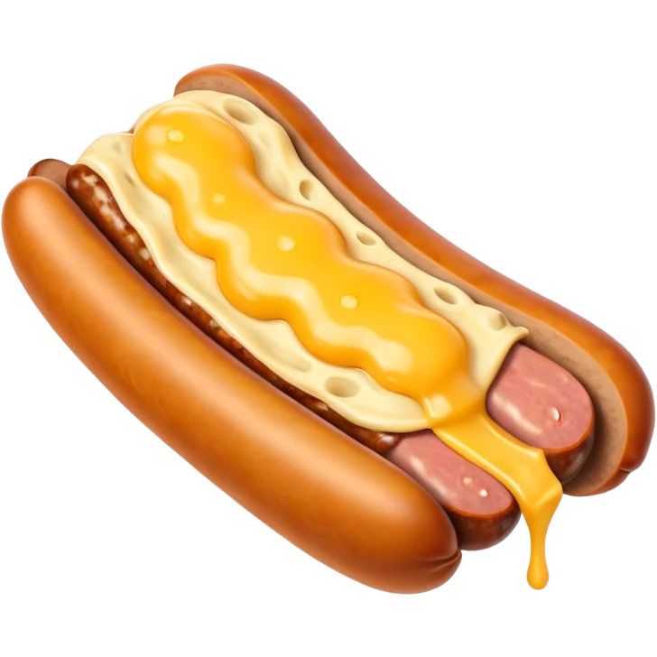 make a picture of a sausage that has been cut in half and melted cheese comes out from inside the sausage emoji