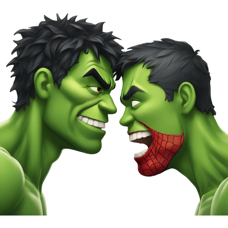 Spiderman kiss hulk emoji