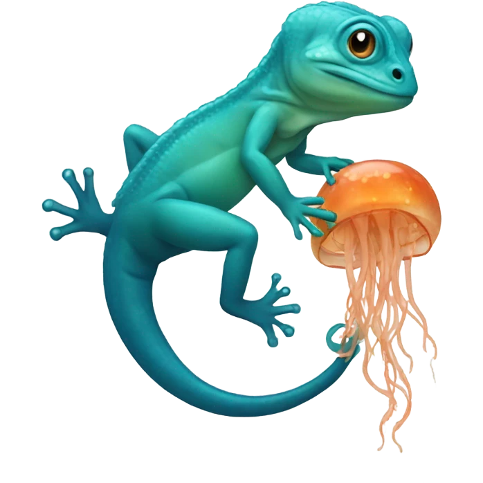 Lizard eating a jellyfish emoji