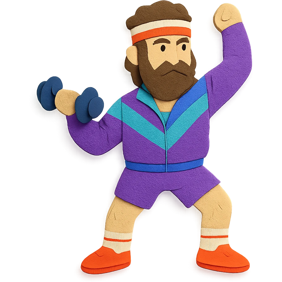 Odysseus in an 80s workout suit emoji