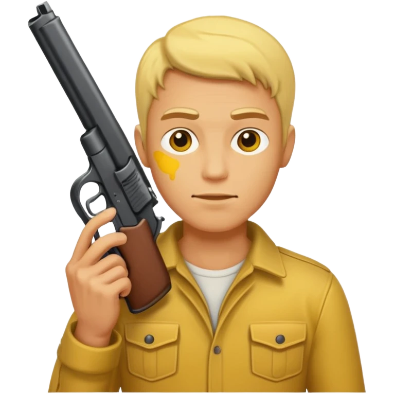 yellow guy holding a gun emoji