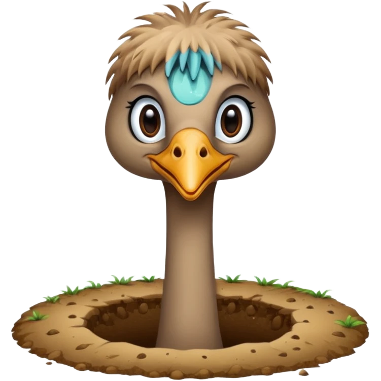 Ostrich with head inside a hole in the ground emoji