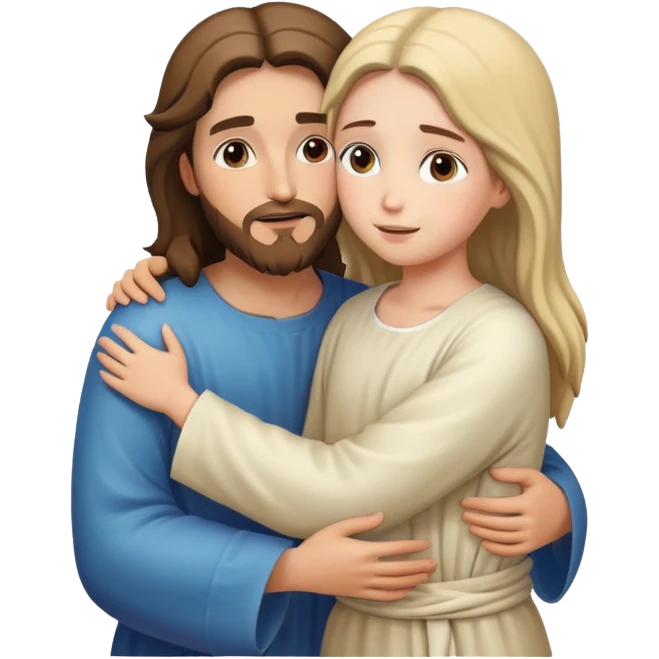 Jesus hugs a girl emoji