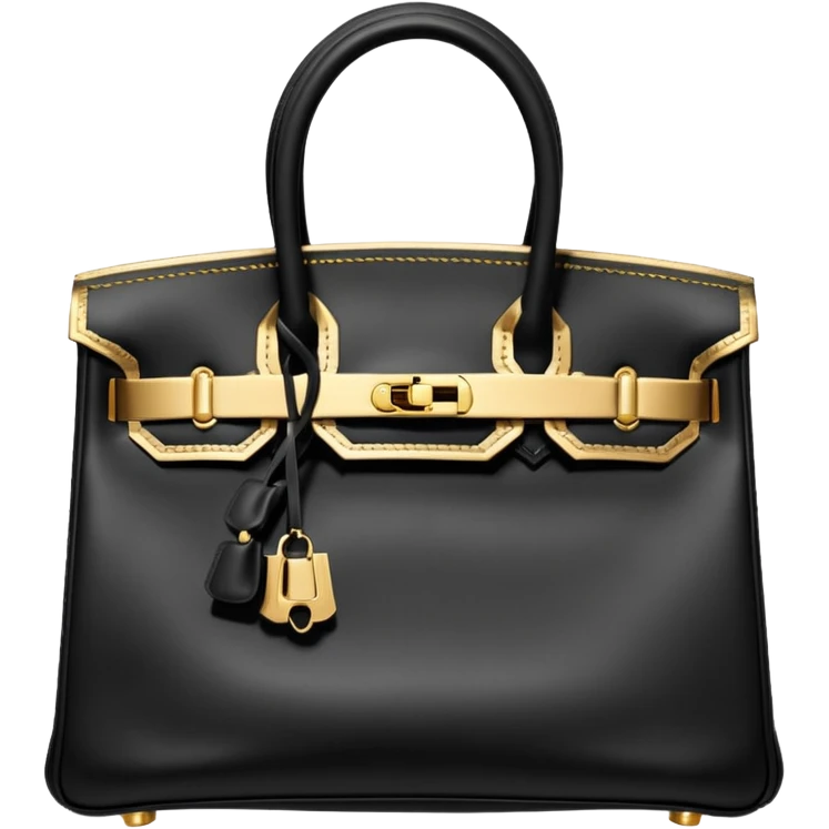 black hermes birkin with gold stitching bag emoji