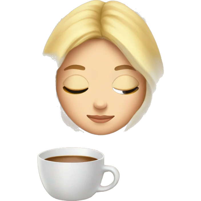 Blonde girl inside a blanket sipping coffee eyes closed cozy emoji
