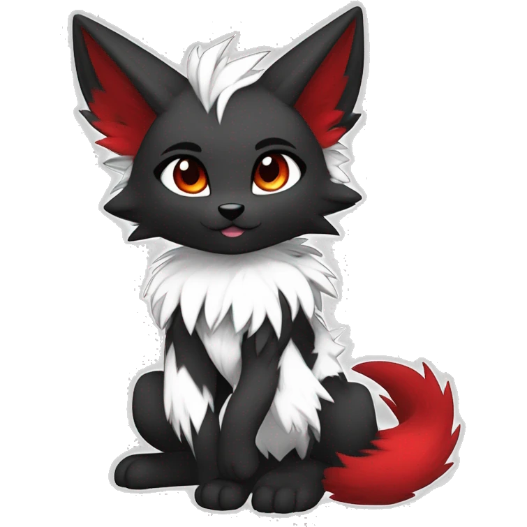 Anthro-Edgy-Cool-Dark-Black-White-Red-Contrast-Colors-Fantasy-Fur-Sona-Chibi-Shiny-Fakémon-Hybrid full body emoji
