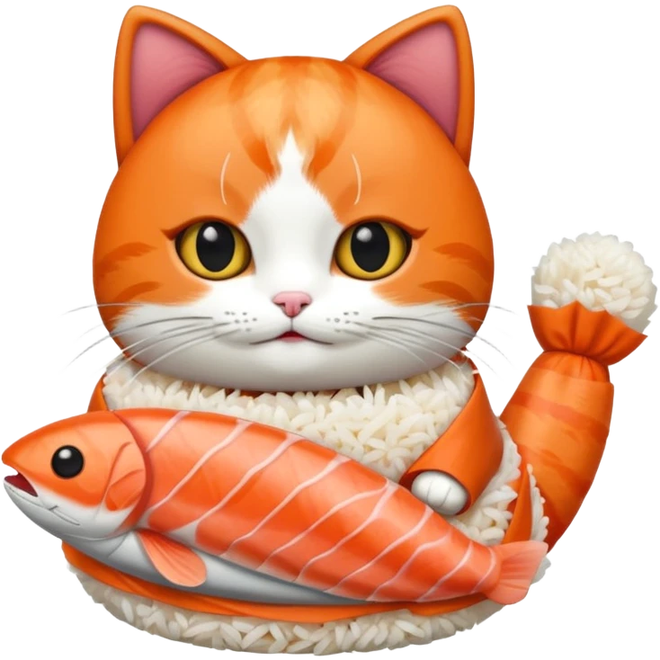 cat wearing a piece of nigiri sushi costume emoji
