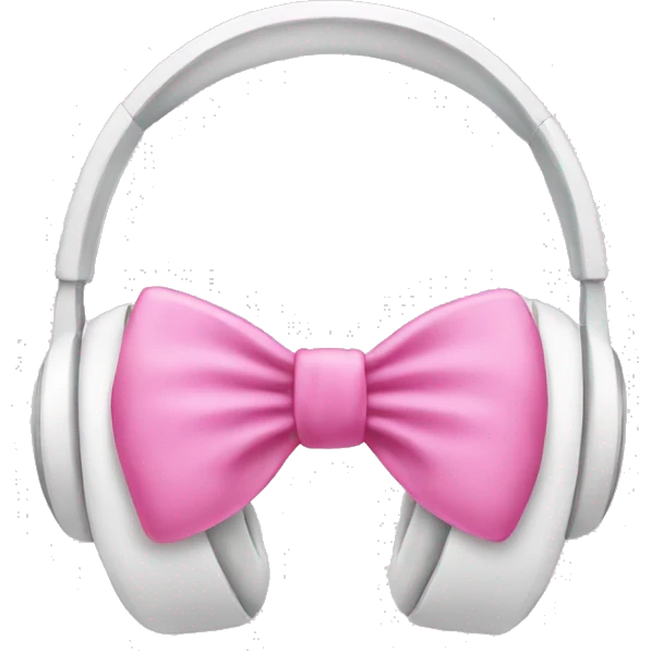 White headphones with pink bow emoji