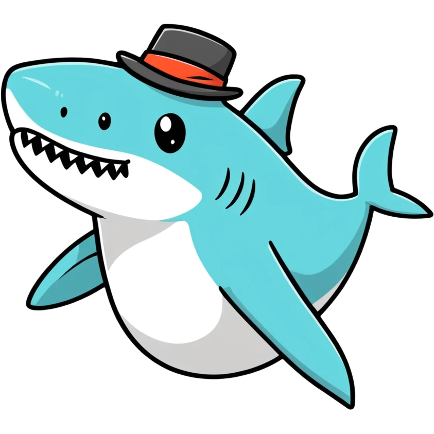 Shark with a top hat emoji