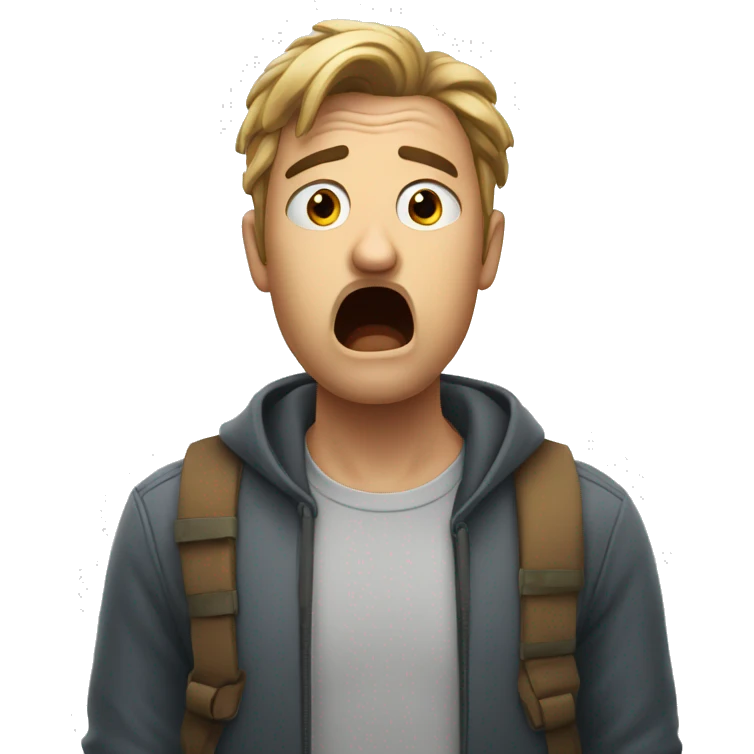 worried, man, anxious, open mouth emoji