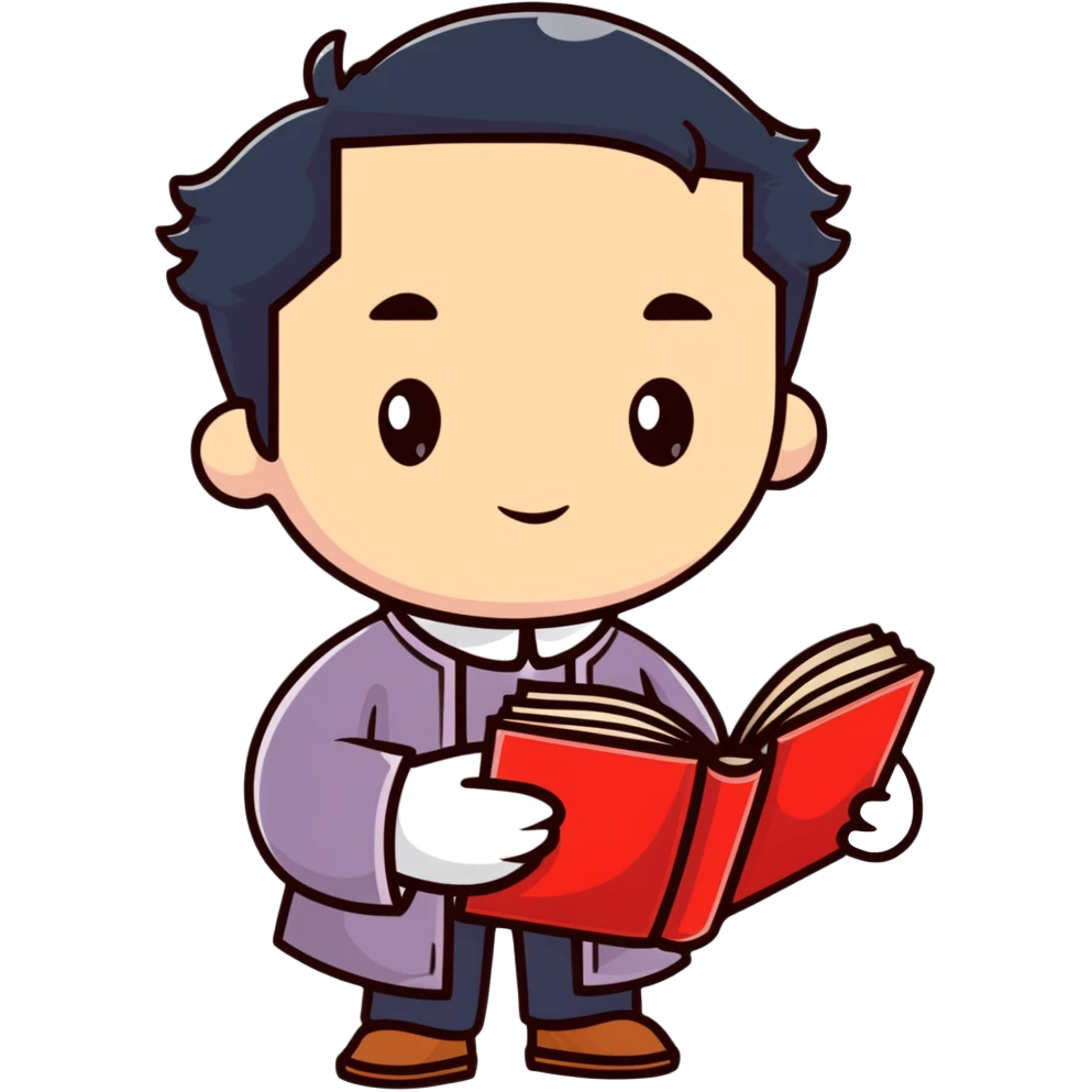 Victorian scholar with Chinese-English dictionary emoji