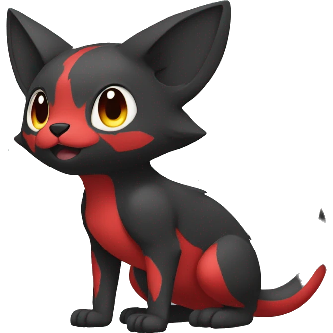 Cute cool black red animal hybrid Fakemon full body emoji