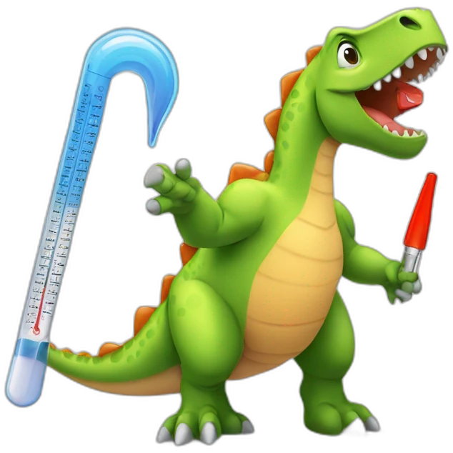 cold and fever dinosaur with thermometer emoji