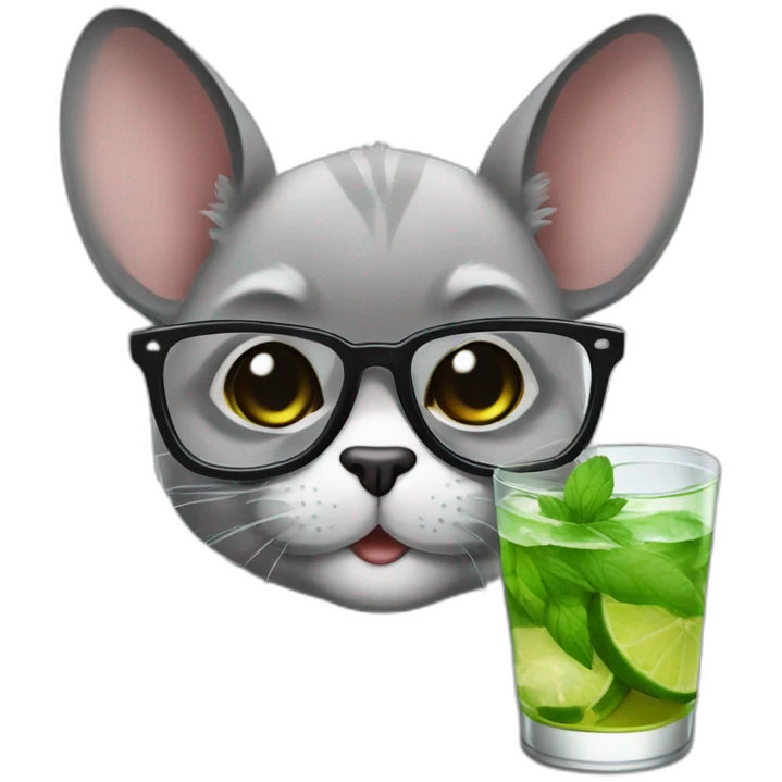 sick chincilla with glasses and mojito emoji