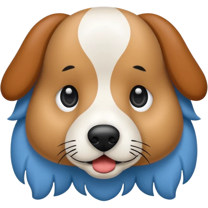 perro salchicha blanco, con manchas grises, negras y marrones y ojos azules emoji