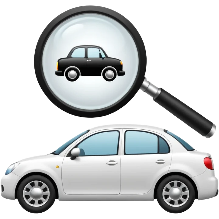 car silhouette with a magnifying glass above it emoji