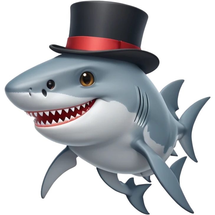 Shark with a top hat emoji