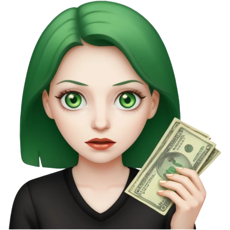 Crazed looked woman who wants to spend money emoji