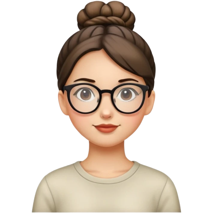 girl with a bun and glasses emoji