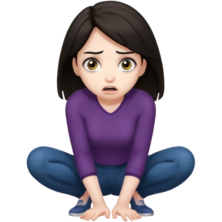 frightened woman crouching emoji