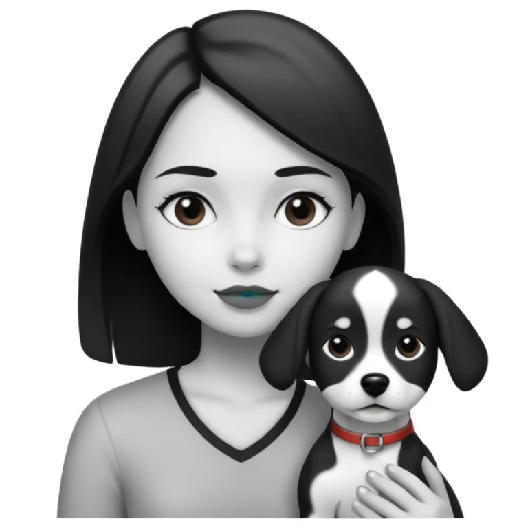 Black and White, dog  She is the girl emoji