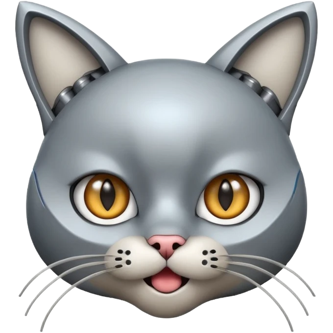 robot looking surprised with cat ears and looks funny emoji