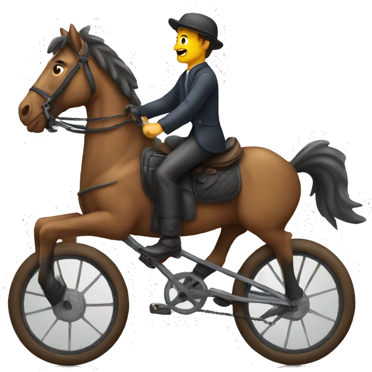 A man on a bike riding a horse emoji