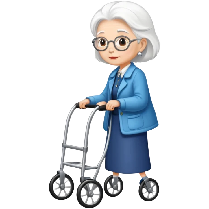 old fashion lady with a rollator  emoji
