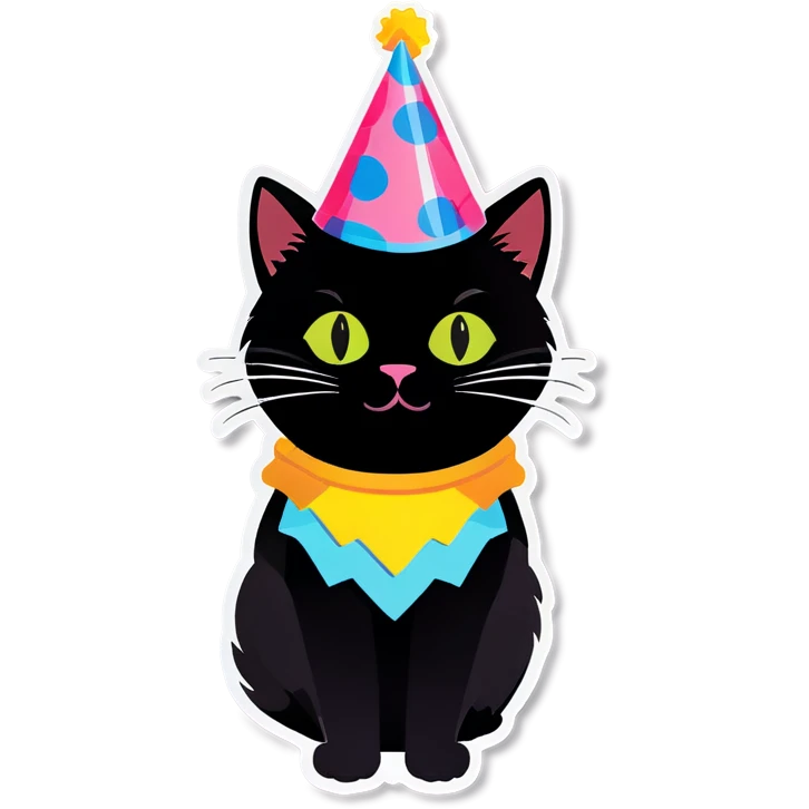 Black cat with party hat emoji