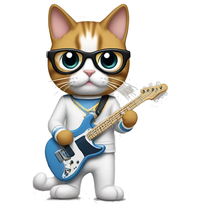 4 cats dressed as the band weezer emoji