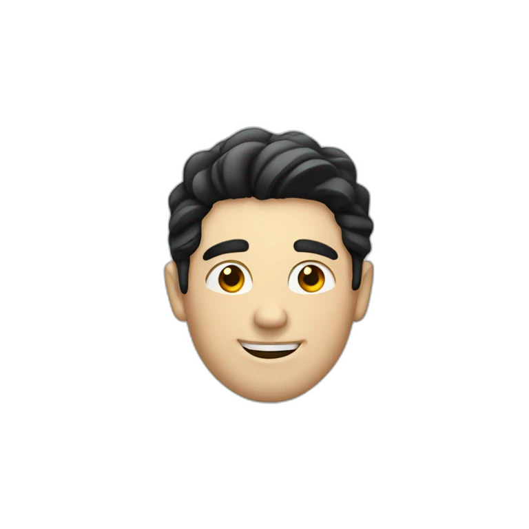 White man with black hair winking emoji