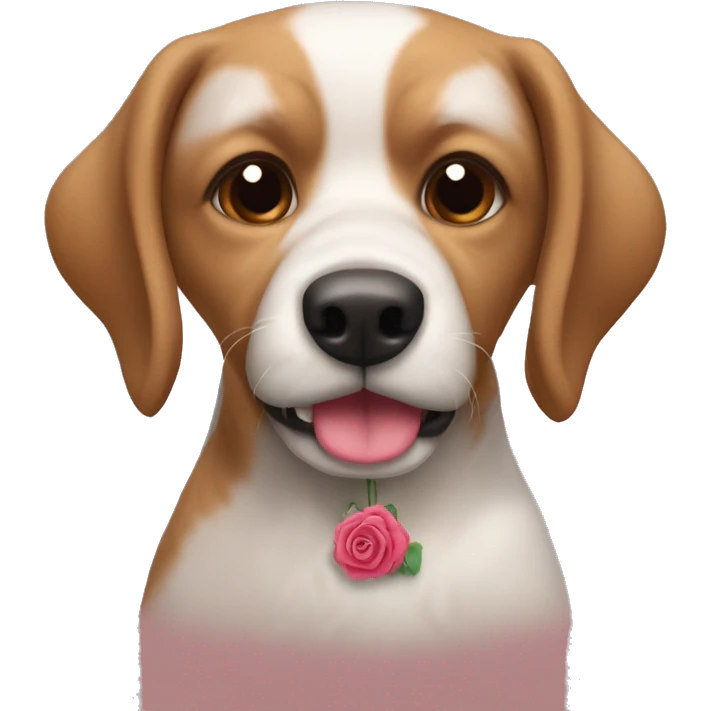 haz un perro marrón con un lazo rosita emoji