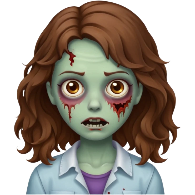 zombie girl with brown wavy hair emoji
