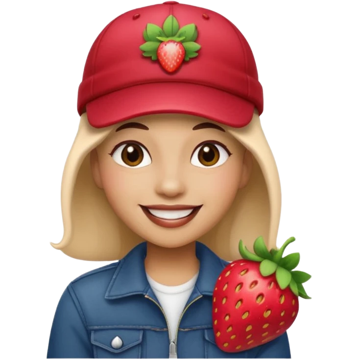 singer strawberry wearing cap emoji