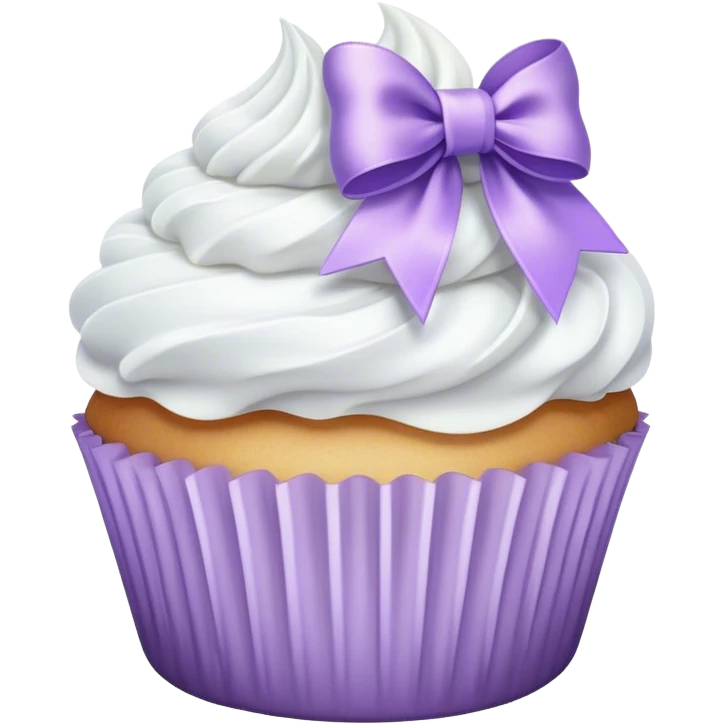 White cupcake with light purple bow emoji