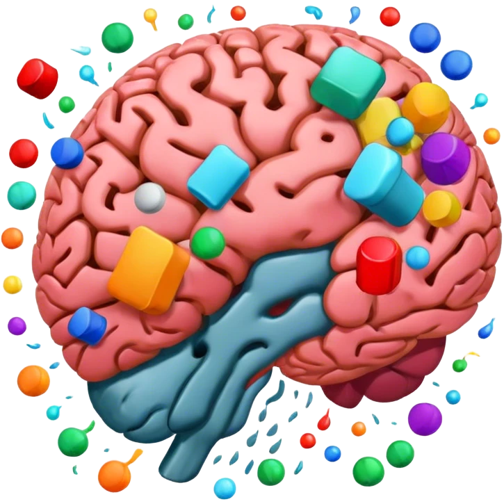 make an brain with a lot of random stuff in it like a very full brain emoji