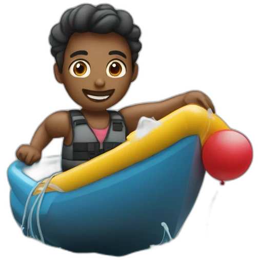 Une personne noire sur un bateau gonflable sur l’eau emoji