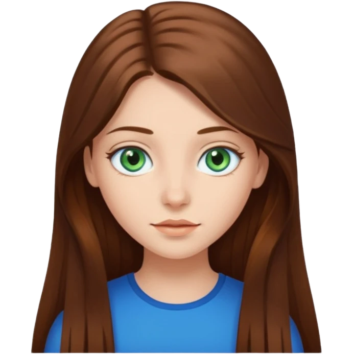girl with long brown hair and blue green eyes emoji