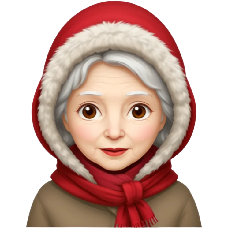 old woman in winter outfit emoji