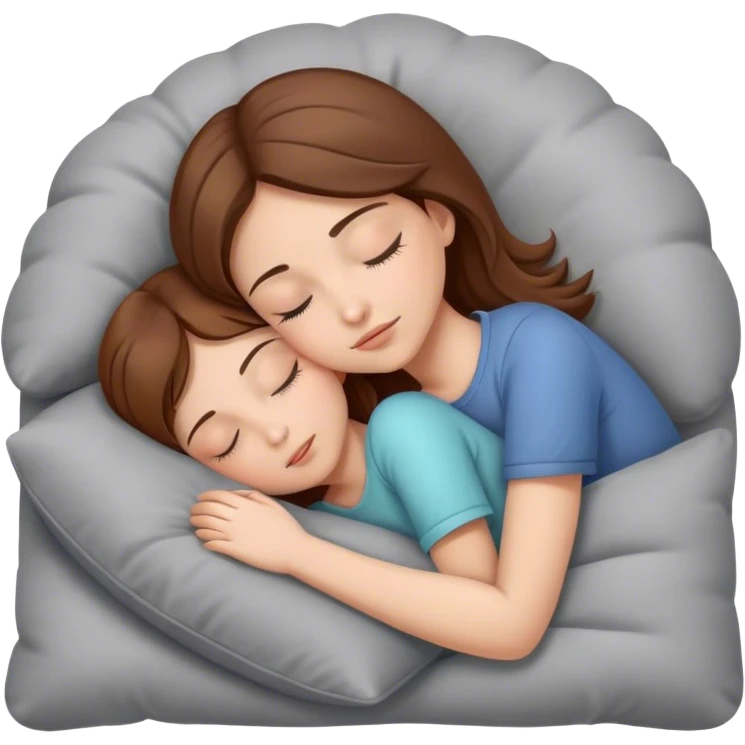 Girl with brown hair sleeping on gray pillow  emoji