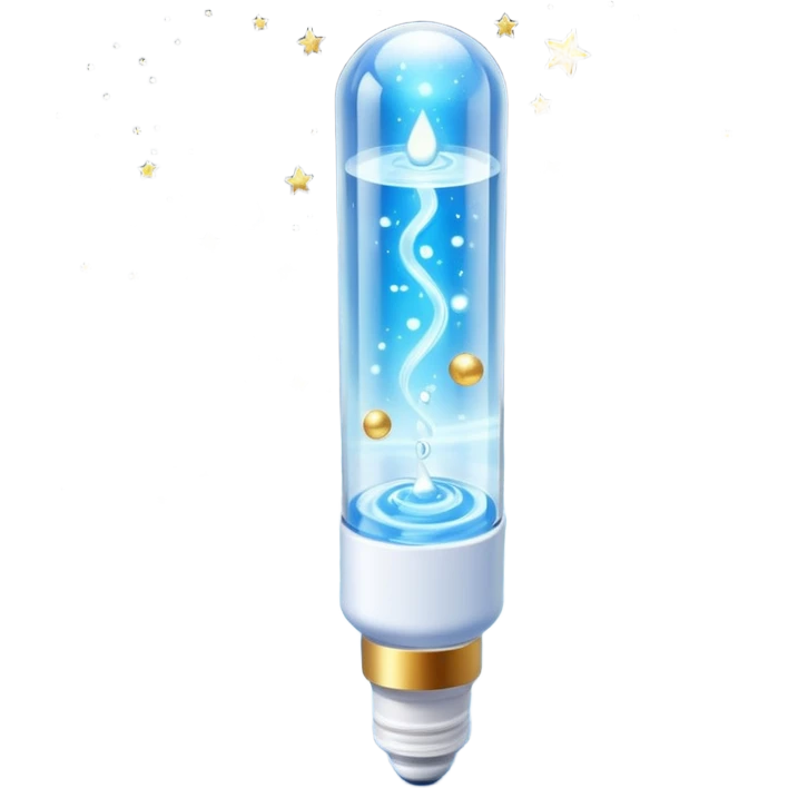 Slim blue Differin Gel tube with white cap and golden glow around the “GEL” label. Floating in a soft blue aura with tiny glowing stars and clear orbs spiraling upward. Emits a focused beam of clarity magic, like a blemish-banishing spell sealed in a sleek, futuristic wand. emoji