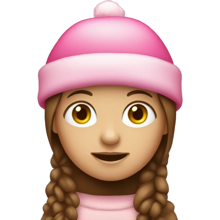 Girl with brown hair and a pink Christmas hat on  emoji