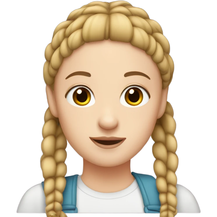 white girl with two braids and a beanie and brown eyes  emoji